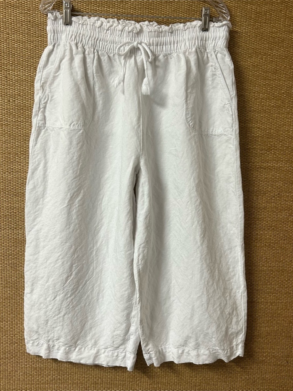 Southern Tide Malisa Wide Leg Crop Pants Womens Large White Linen Blend